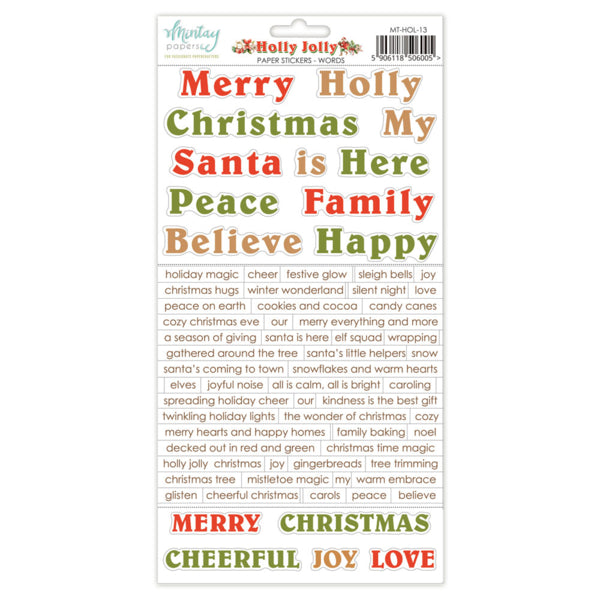 Holly Jolly Sticker Sheet - Words