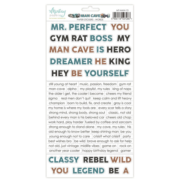 Man Cave Sticker Sheet - Words