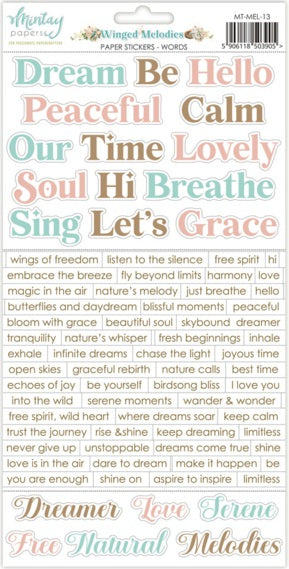 Winged Melodies Sticker Sheet - Words