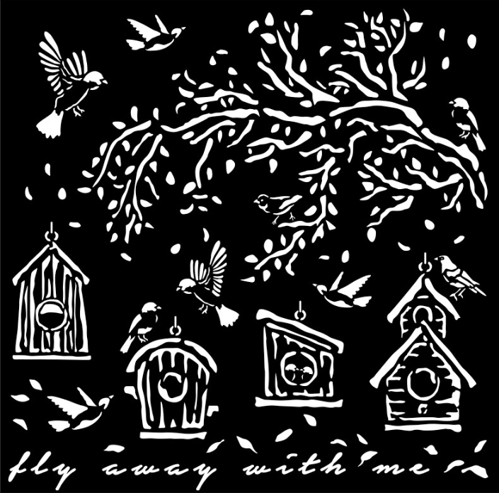 Bird Nests 18cmx18cm Stencil