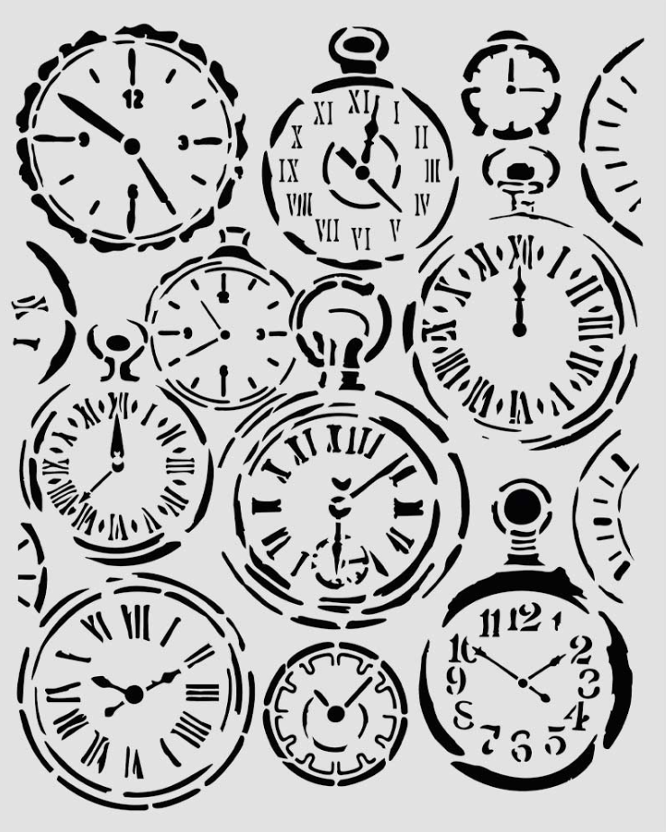 Gardens of Time Mixed Clocks 20cmx25cm Stencil