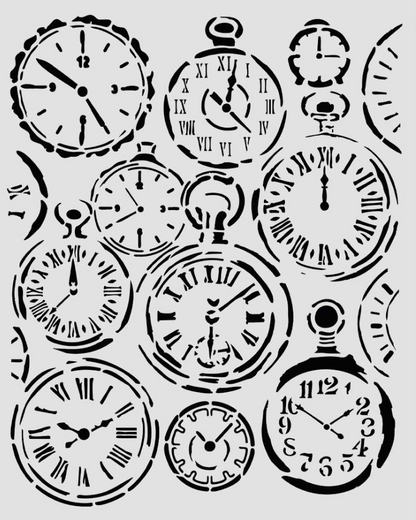 Gardens of Time Mixed Clocks 20cmx25cm Stencil