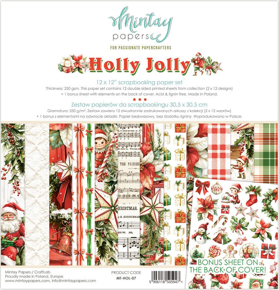 Holly Jolly 12”x12” Paper Set