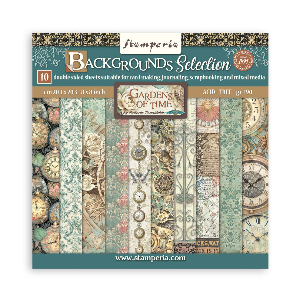 Gardens of Time 8"x8" Backgrounds Scrapbooking Pad