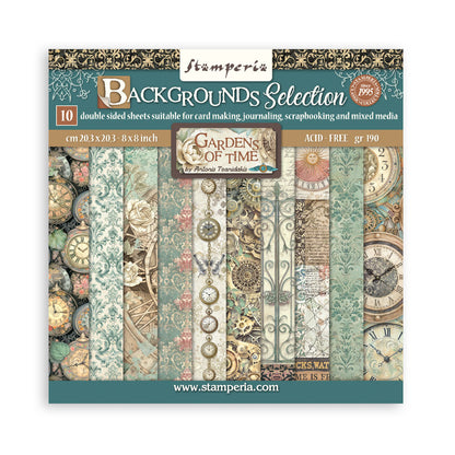 Gardens of Time 8"x8" Backgrounds Scrapbooking Pad