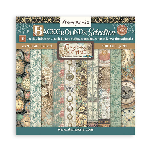 Gardens of Time 8"x8" Backgrounds Scrapbooking Pad