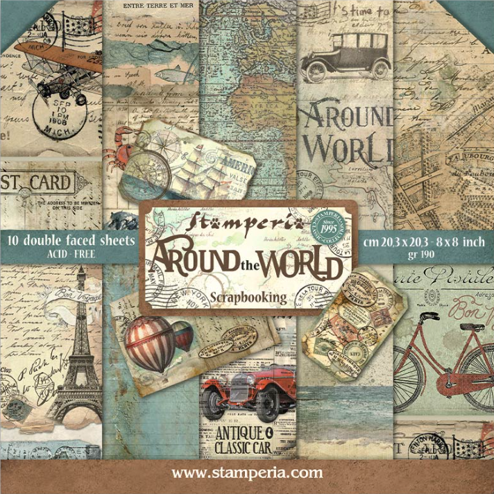 Around the World 8"x8" Scrapbooking Pad