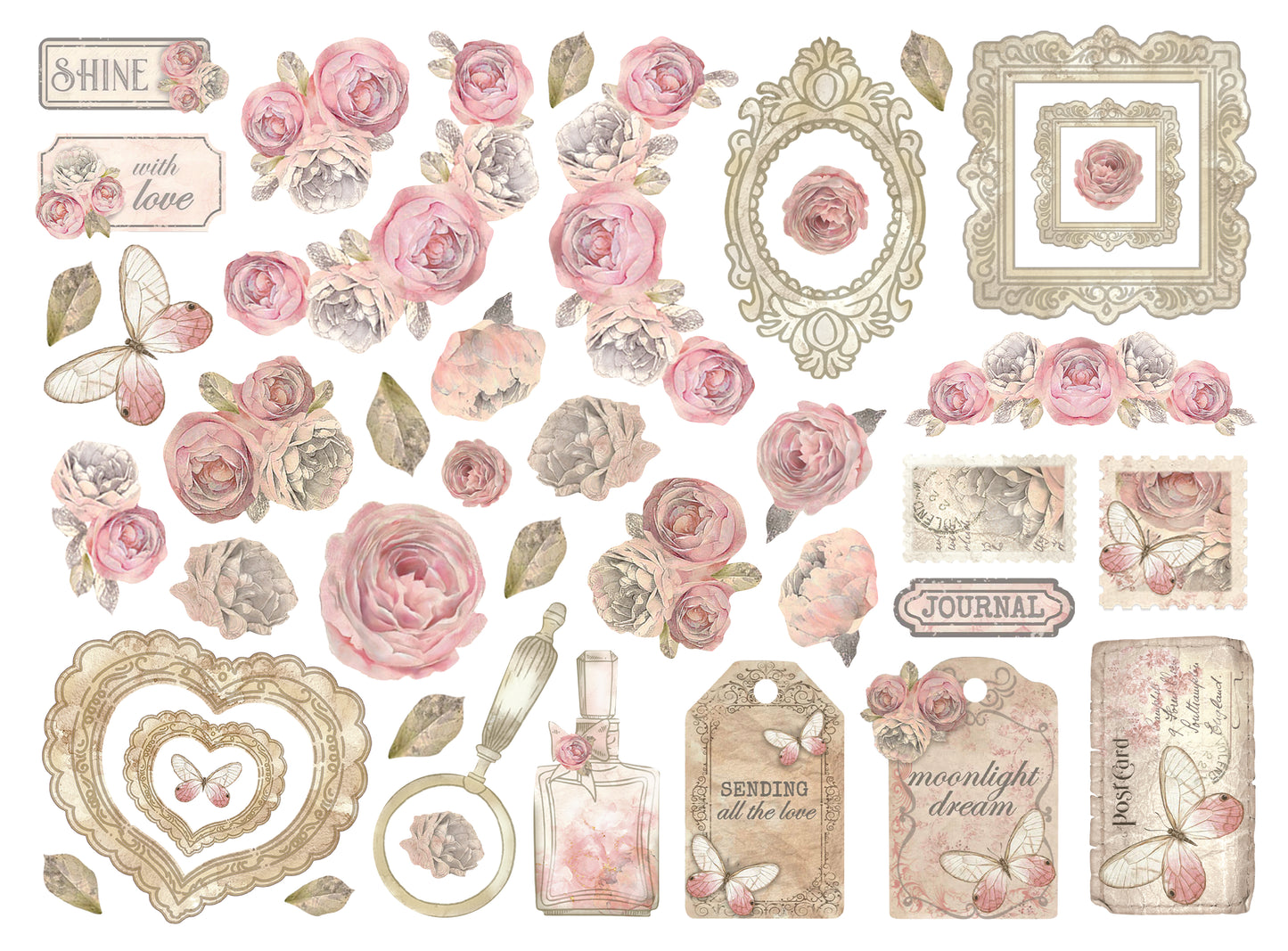 Shabby Rose Cardboard Die-Cuts