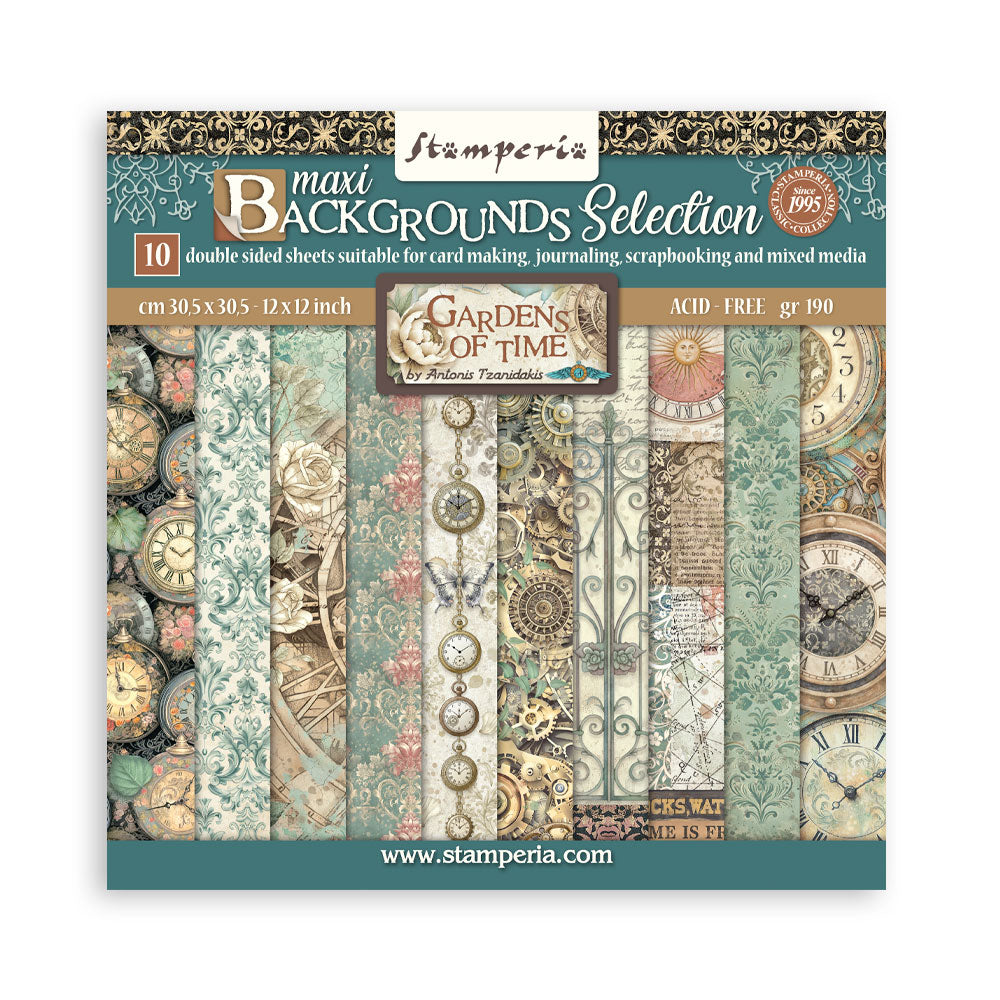 Gardens of Time Backgrounds 12"x12" Scrapbooking Pad