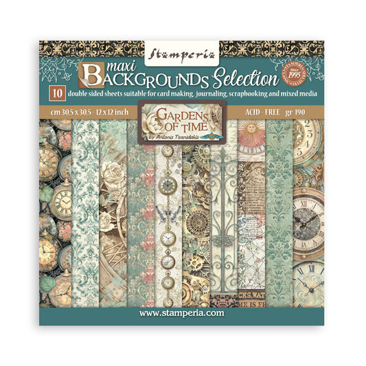 Gardens of Time Backgrounds 12"x12" Scrapbooking Pad