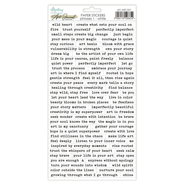 Art Journal Sticker Sheet - Phrases - White