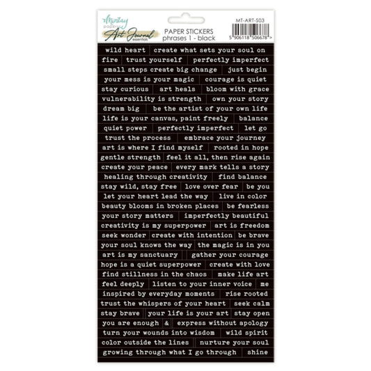 Art Journal Sticker Sheet - Phrases - Black