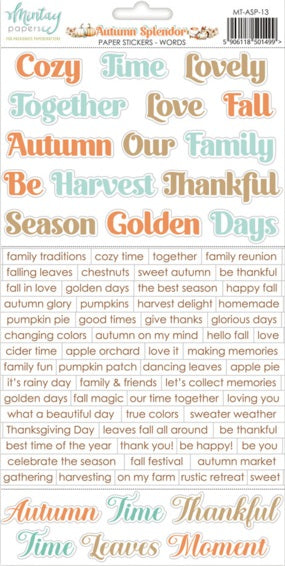 Autumn Splendor Words Sticker Sheet