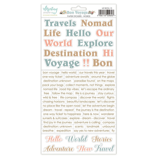 Bon Voyage Sticker Sheet - Words