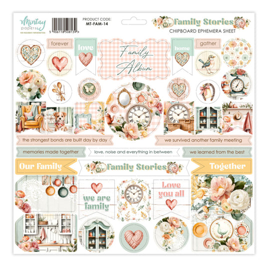 Family Stories 12"x12" Chipboard Ephemera Sheet