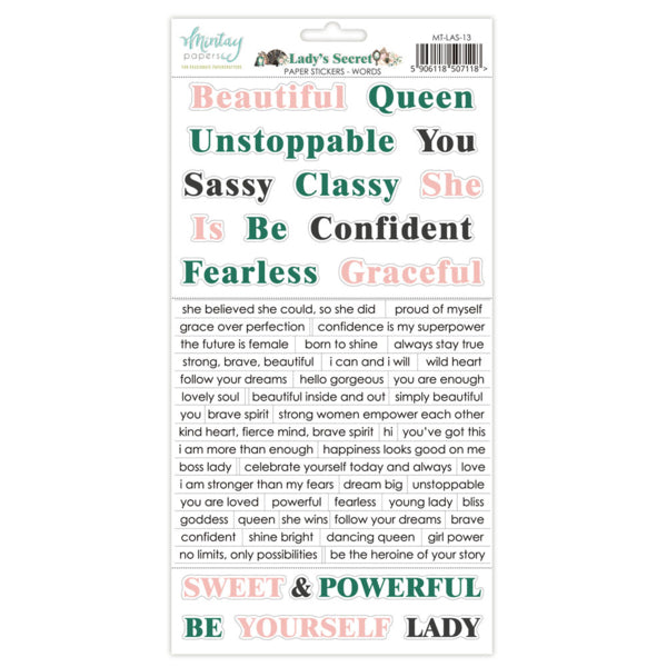 Lady's Secret Sticker Sheet - Words