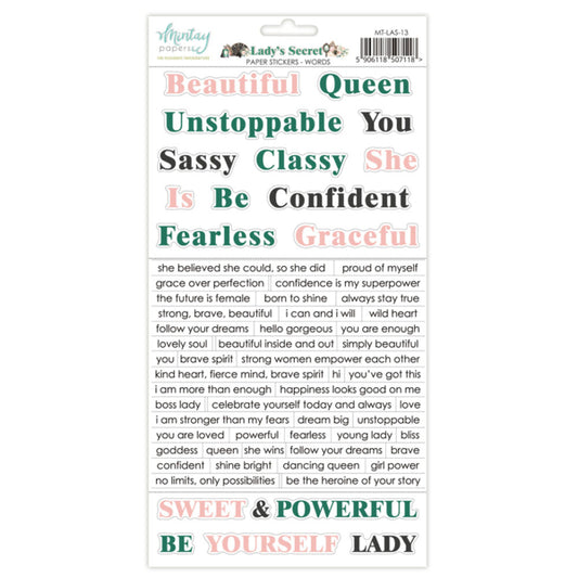 Lady's Secret Sticker Sheet - Words