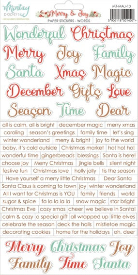 Merry and Joy Words Sticker Sheet