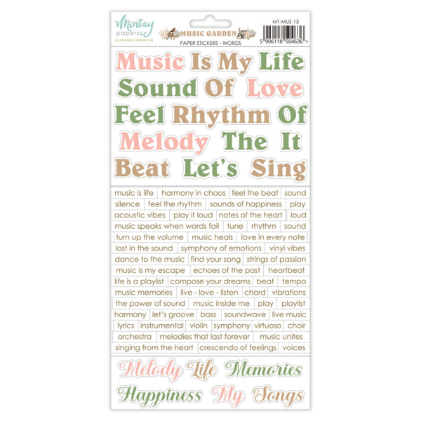 Music Garden Sticker Sheet - Words