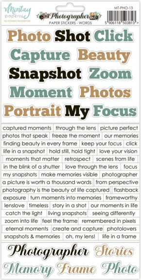 Photographer Sticker Sheet - Words
