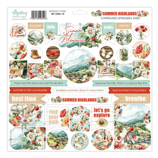 Summer Highlands 12"x12" Chipboard Ephemera Sheet
