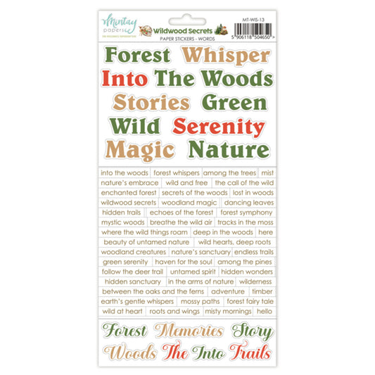 Wildwood Secrets Sticker Sheet - Words