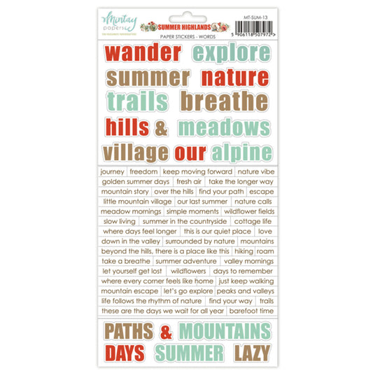 Summer Highlands Sticker Sheet - Words