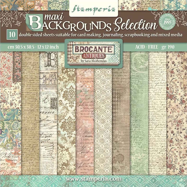 Brocante Antiques Backgrounds 12"x12" Scrapbooking Pad