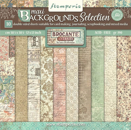 Brocante Antiques Backgrounds 12"x12" Scrapbooking Pad