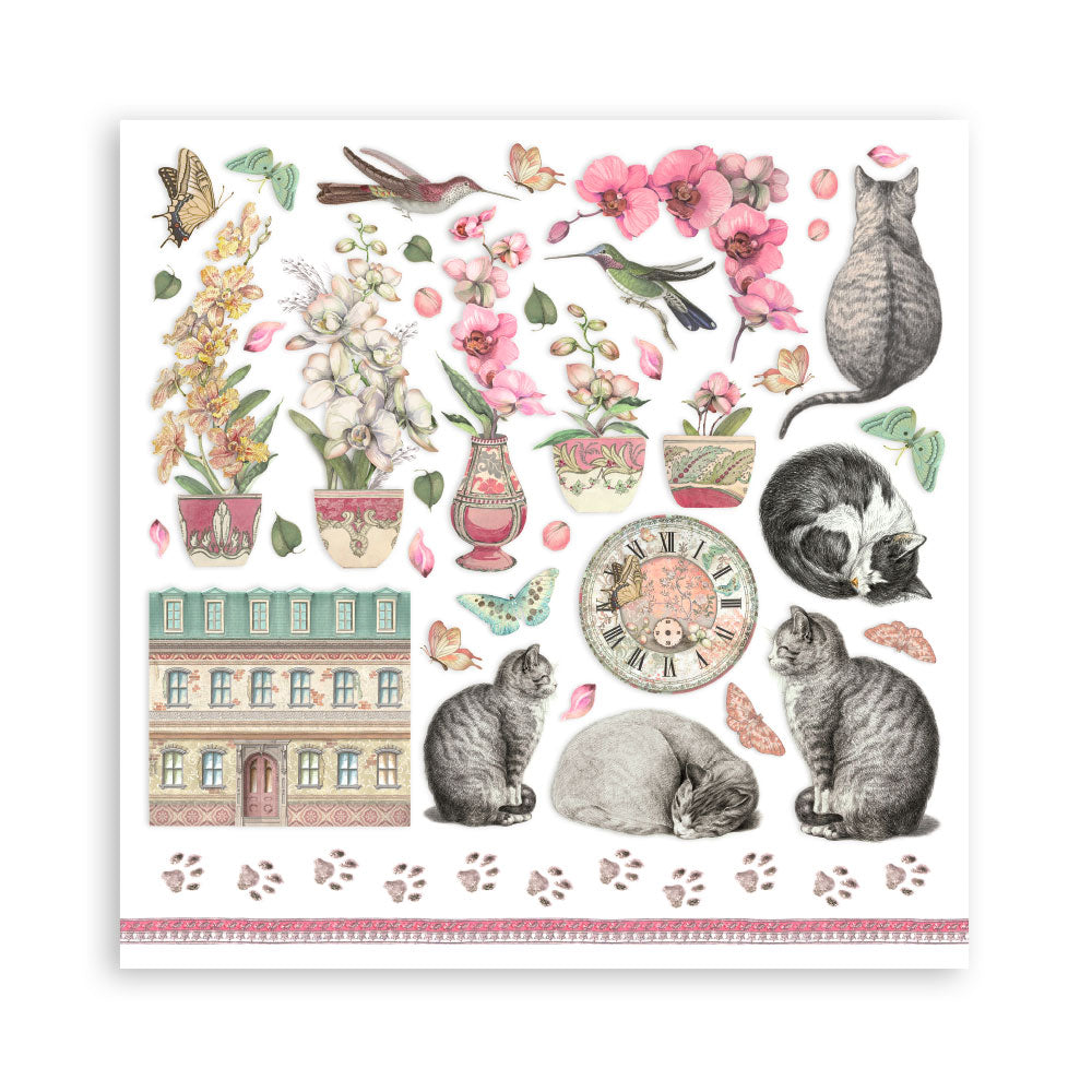 Orchids & Cats 12"x12" Scrapbooking Pad