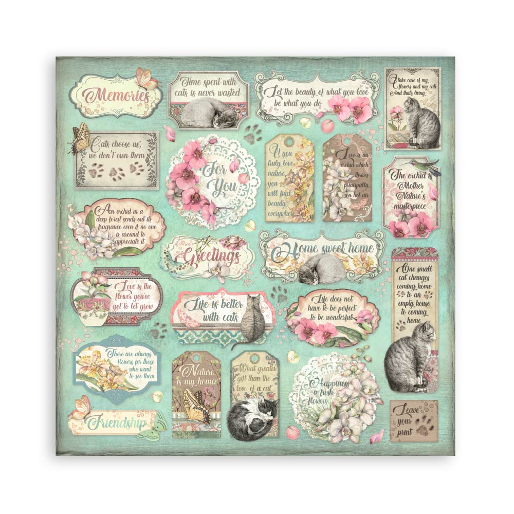 Orchids & Cats 12"x12" Scrapbooking Pad