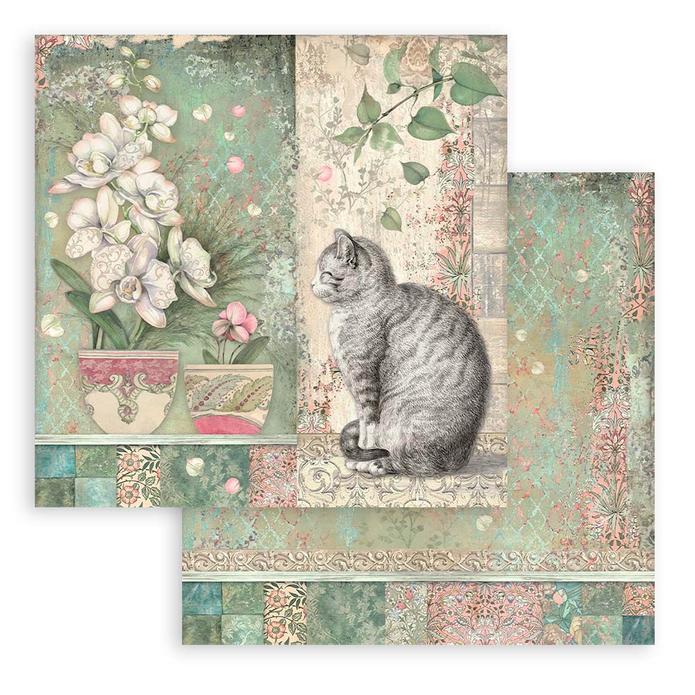 Orchids & Cats 12"x12" Scrapbooking Pad