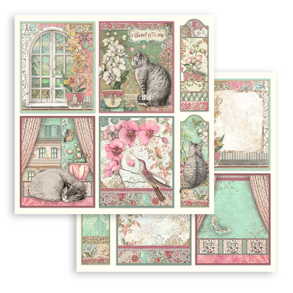 Orchids & Cats 8"x8" Scrapbooking Pad