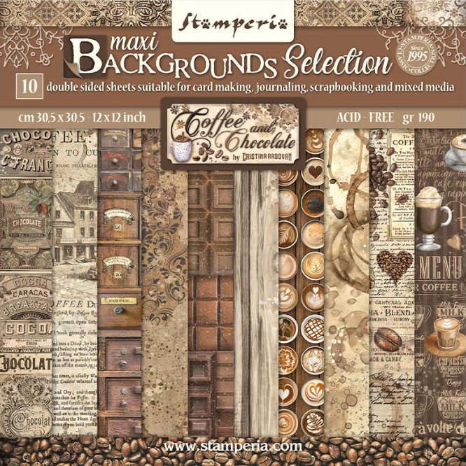 Coffee and Chocolate Backgrounds 12"x12" Scrapbooking Pad