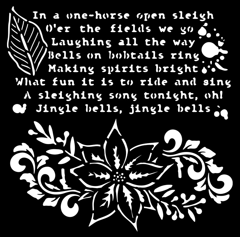 Poinsettia & Jingle Bells 18x18 Stencil