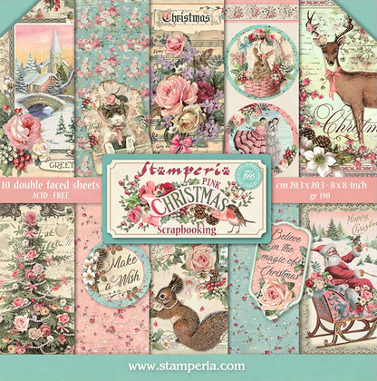 Pink Christmas 8"x8" Scrapbooking Pad