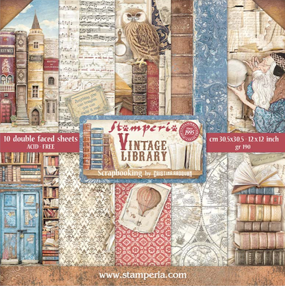 Vintage Library 12"x12" Scrapbooking Pad