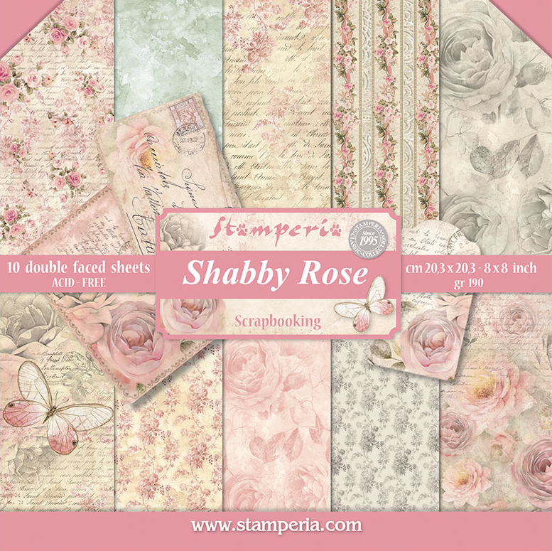 Shabby Rose 8"x8" Scrapbooking Pad