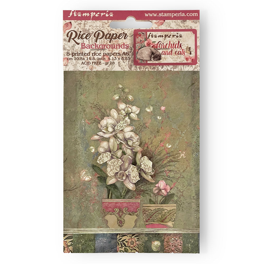 Orchids and Cats A6 Rice Paper Set