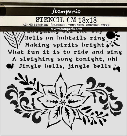 Poinsettia & Jingle Bells 18x18 Stencil