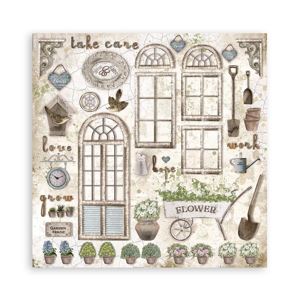 Romantic Garden House 12"x12" Scrapbooking Pad