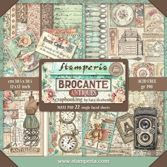 Brocante Antiques 12"x12" Single Faced Maxi Scrapbooking Pad